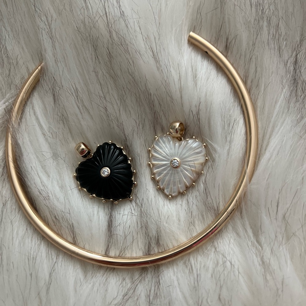 Gold Heart Pendant Jewelry Set